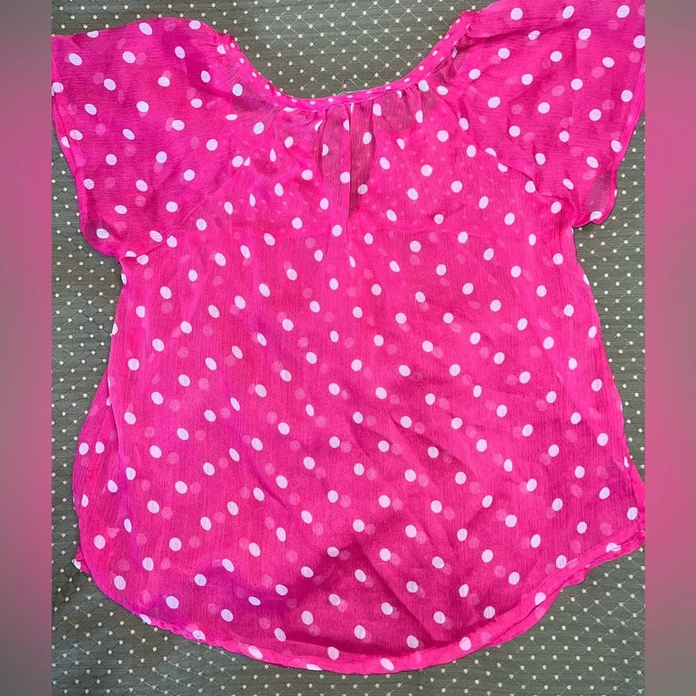Abercrombie Kids Pink Polka Dot Blouse Size: Medium